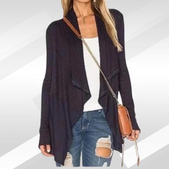 2/$30 Velvet by Graham & Spencer Open Front Navy Cardigan Size S - Picture 1 of 8